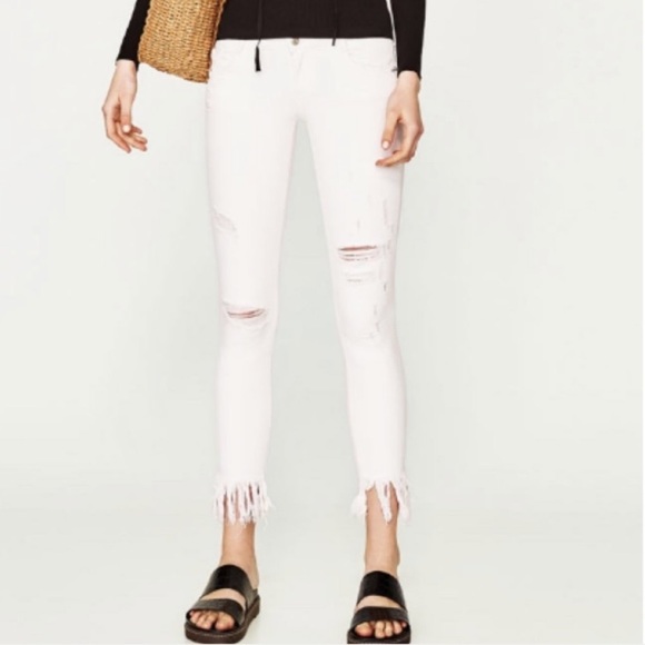 ZARA TRF Ripped Frayed Hem Skinny Jeans - Picture 4 of 6
